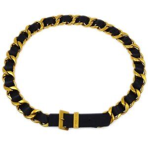 Chanel Buckle Chain Belt Black 95P 161888